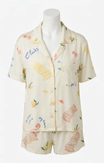 Z Supply Beach Days Pj Top In Vanilla Ice In Multi