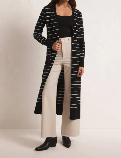 Z Supply Bellini Stripe Cardigan In Black