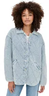 Z Supply Boulder Knit Denim Jacket Washed Indigo In Blue