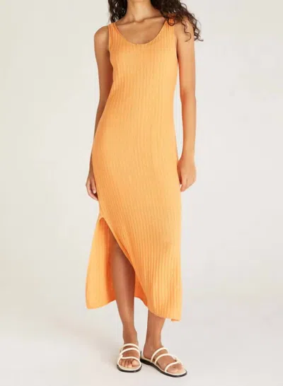 Z Supply Brayden Knit Midi Dress In Papaya In Orange