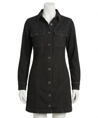 Z Supply Candice Knit Denim Dress In Black Sand