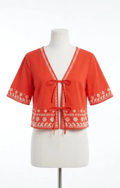 Z Supply Cast Of Waves Short Sleeve Top In Lychee In Red