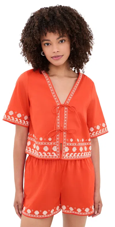 Z Supply Cast Of Waves Top Lychee In Orange