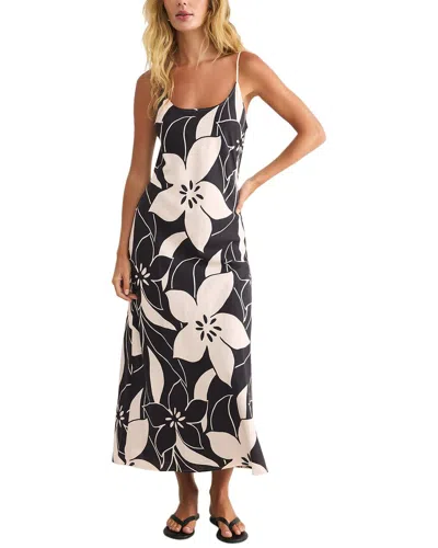 Z Supply Cecily Madero Linen-blend Maxi Dress In Black