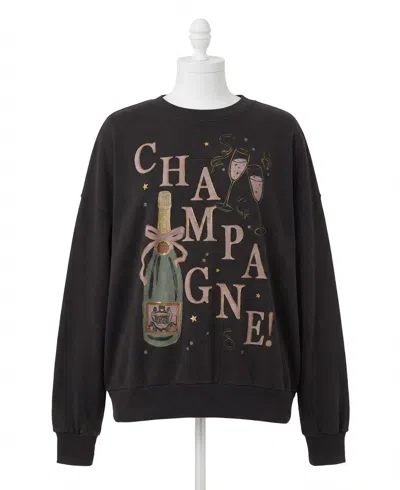 Z Supply Celebrate Sunday Champagne Sweatshirt In Black Sand