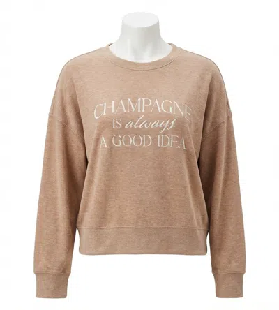 Z Supply Champagne Long Sleeve Lounge Top In Iced Coffee In Brown