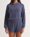 Z SUPPLY CHILLY NIGHT COZY HOODIE IN DUSTY NAVY