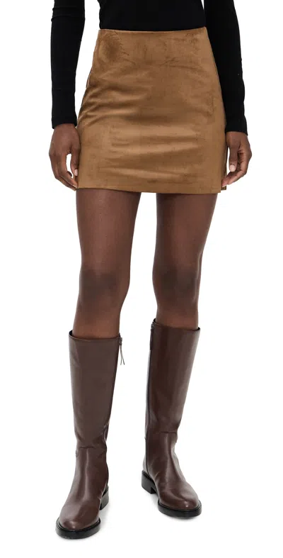 Z Supply Ciera Suede Mini Skirt Coconut In Brown