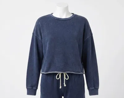 Z Supply Circuit Knit Denim Sweatshirt In Indigo In Blue