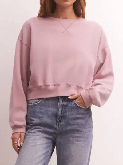 Z Supply Classic Crew Sweatshirt In Mauve In Pink