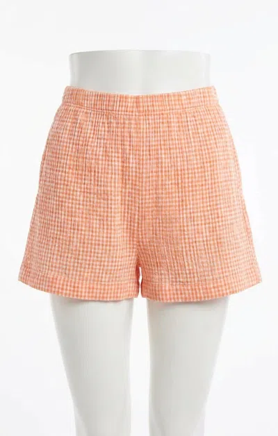 Z Supply Classic Gingham Short In Cantaloupe In Pink