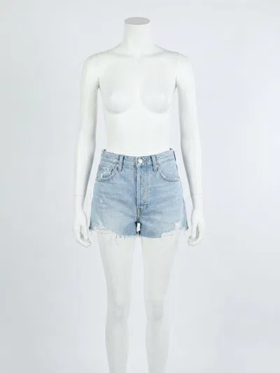 Z Supply Classic High Rise Denim Shorts In Bleached Indigo In Blue