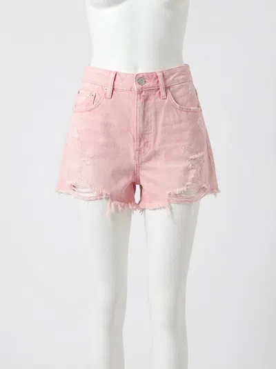 Z Supply Classic High Rise Denim Shorts In Bleached Mauve In Pink