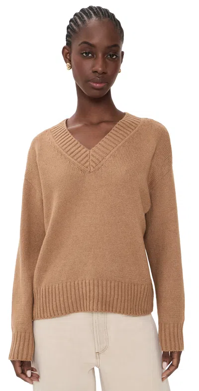 Z Supply Cloud Spun V Neck Sweater Golden Caramel In Brown