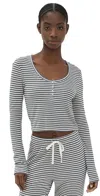 Z SUPPLY CONSTANCE STRIPE LONG SLEEVE TOP LIGHT OATMEAL HEATHER