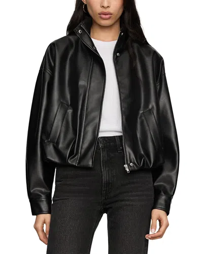 Z Supply Corin Faux Leather Bubble Hem Jacket In Black