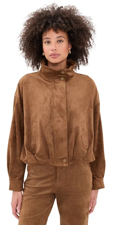 Z Supply Corin Faux Suede Bubble Hem Jacket Saddle Suede In Brown