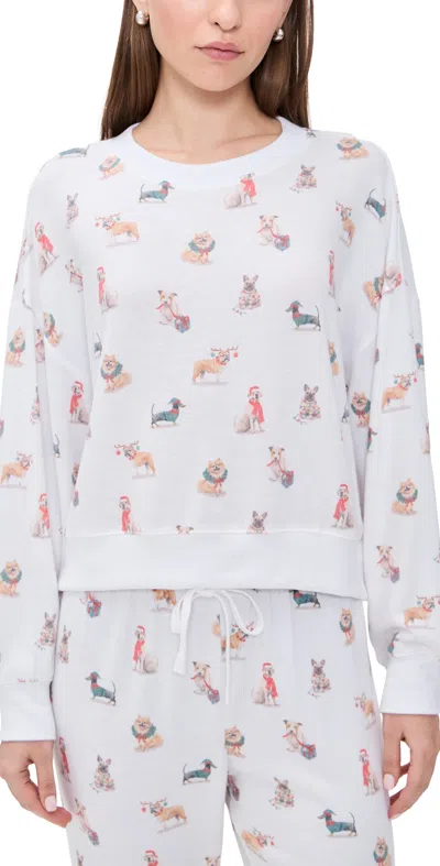 Z Supply Cozy Up Pup Long Sleeve Top White