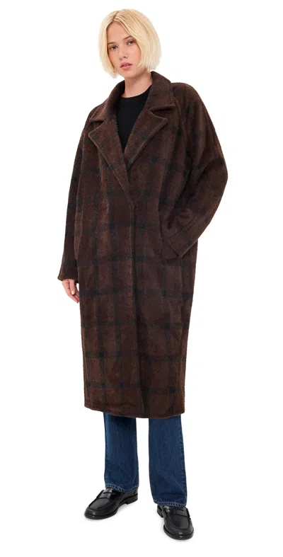 Z Supply Crosby Plaid Cocoon Coat Dark Chocolate In Brown
