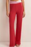 Z SUPPLY CROSS OVER FLARE PANTS IN CANDY RED
