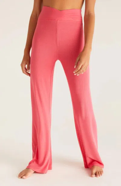 Z Supply Crossover Rib Pant In Watermelon In Pink