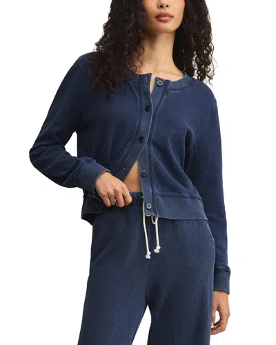Z Supply Daily Knit Denim Cardigan In Blue