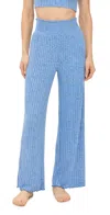 Z Supply Dawn Smocked Mini Rib Pants Riviera In Riviera