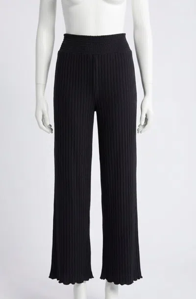 Z Supply Dawn Smocked Rib Pant In Black Sand