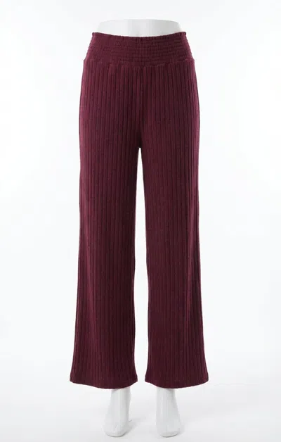 Z Supply Dawn Smocked Rib Pant In Merlot In Burgundy