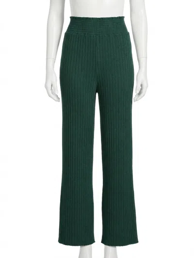 Z Supply Dawn Smocked Rib Pant In Mistletoe In Green