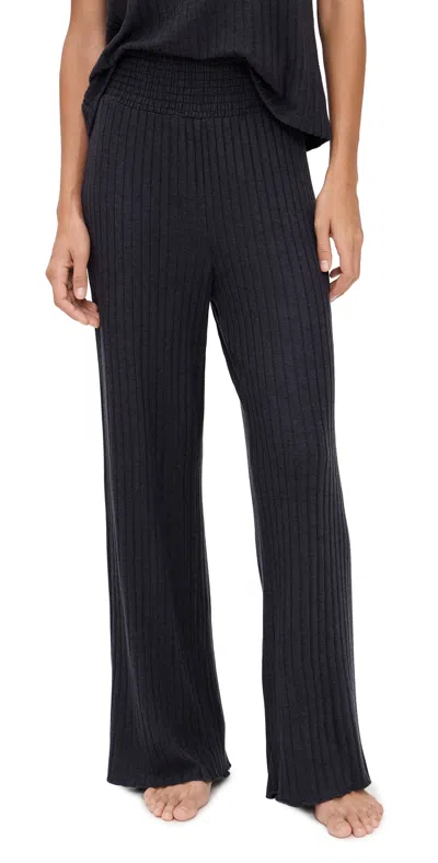 Z Supply Dawn Smocked Rib Pants Black Sand In Blue