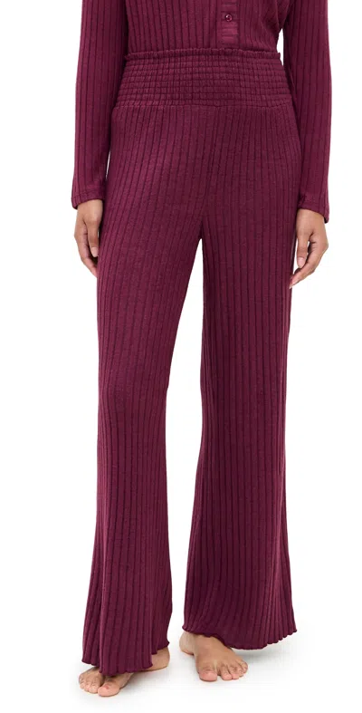 Z Supply Dawn Smocked Rib Pants Merlot In Brown