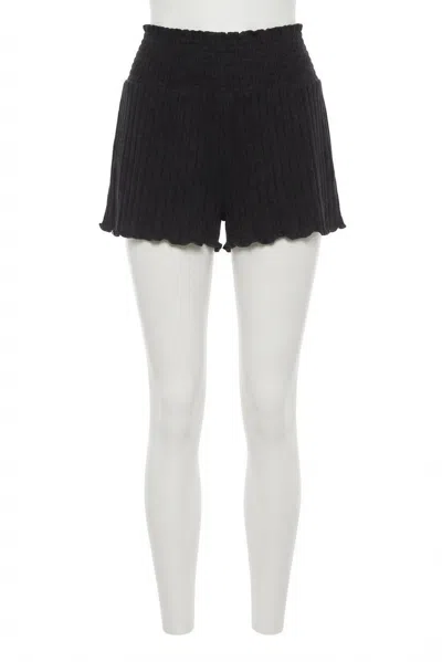 Z Supply Dawn Smocked Rib Short In Black Sand