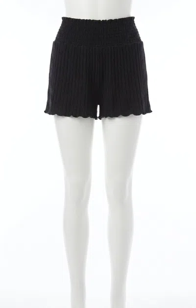 Z Supply Dawn Smocked Rib Short In Black Sand
