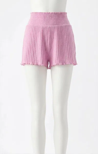 Z Supply Dawn Smocked Rib Short In Violet Gem In Pink