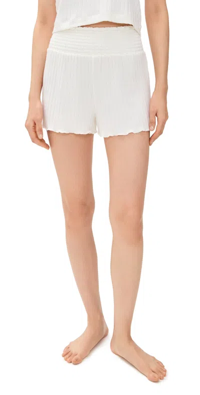 Z Supply Dawn Smocked Rib Shorts Bone