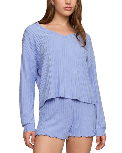 Z Supply Daydreamer Soft V Neck Top In Blue