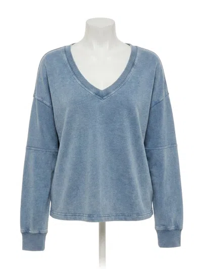 Z Supply Delphine Knit Denim Sweatshirt In Ocean Air Indigo In Blue