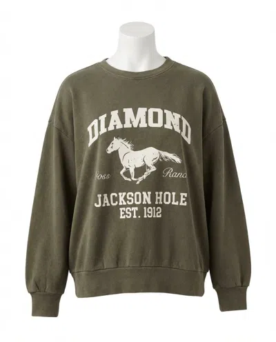 Z Supply Diamond Sunday Sweatshirt In Olive Green