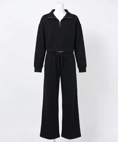 Z Supply Downtown Half Zip Sweatshirt Top In Black