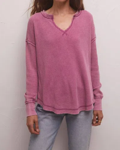Z Supply Driftwood Thermal Ls Top In Azalea In Pink