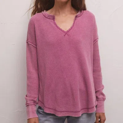 Z Supply Driftwood Thermal Ls Top In Pink