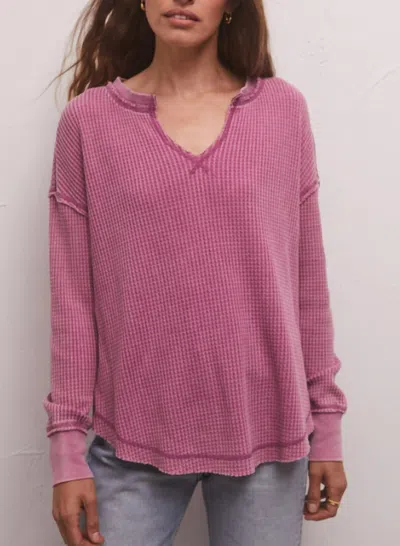 Z Supply Driftwood Thermal Top In Azalea In Pink