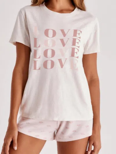 Z Supply Easy Love Tee In White In Pink