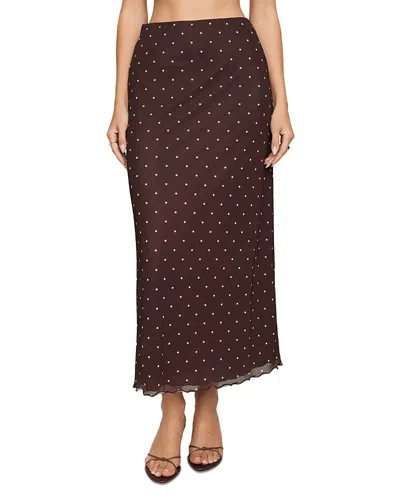 Z Supply Eda Polka Dot Mesh Midi Skirt In Brown