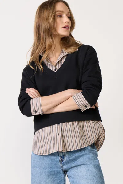 Z Supply Ellie Twofer Sweatshirt In Black