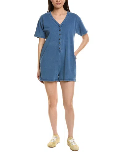 Z Supply Enid Knit Denim Romper In Blue