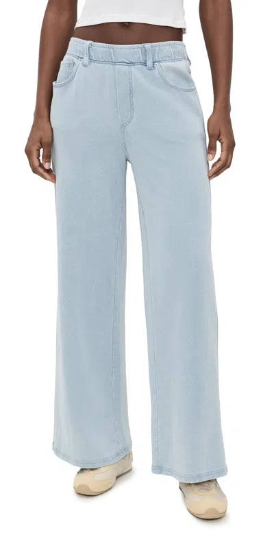 Z Supply Entougage Knit Denim Pants Ocean Air Indigo In Blue