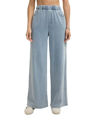 Z Supply Entourage Knit Denim Pants In Blue