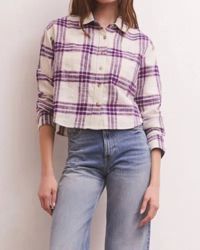 Z Supply Ethan Cropped Plaid Top In Sandstone In Beige